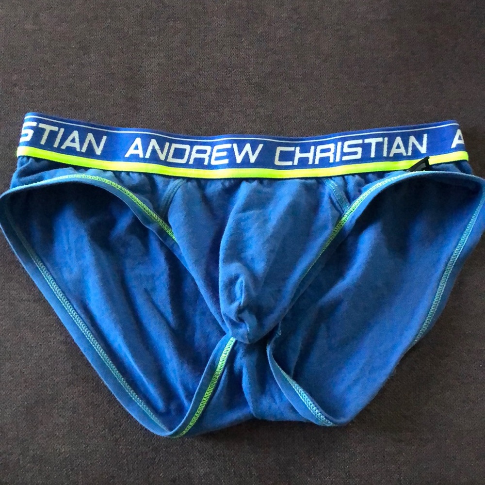 Royal blue AC bikinis with neon green trim.